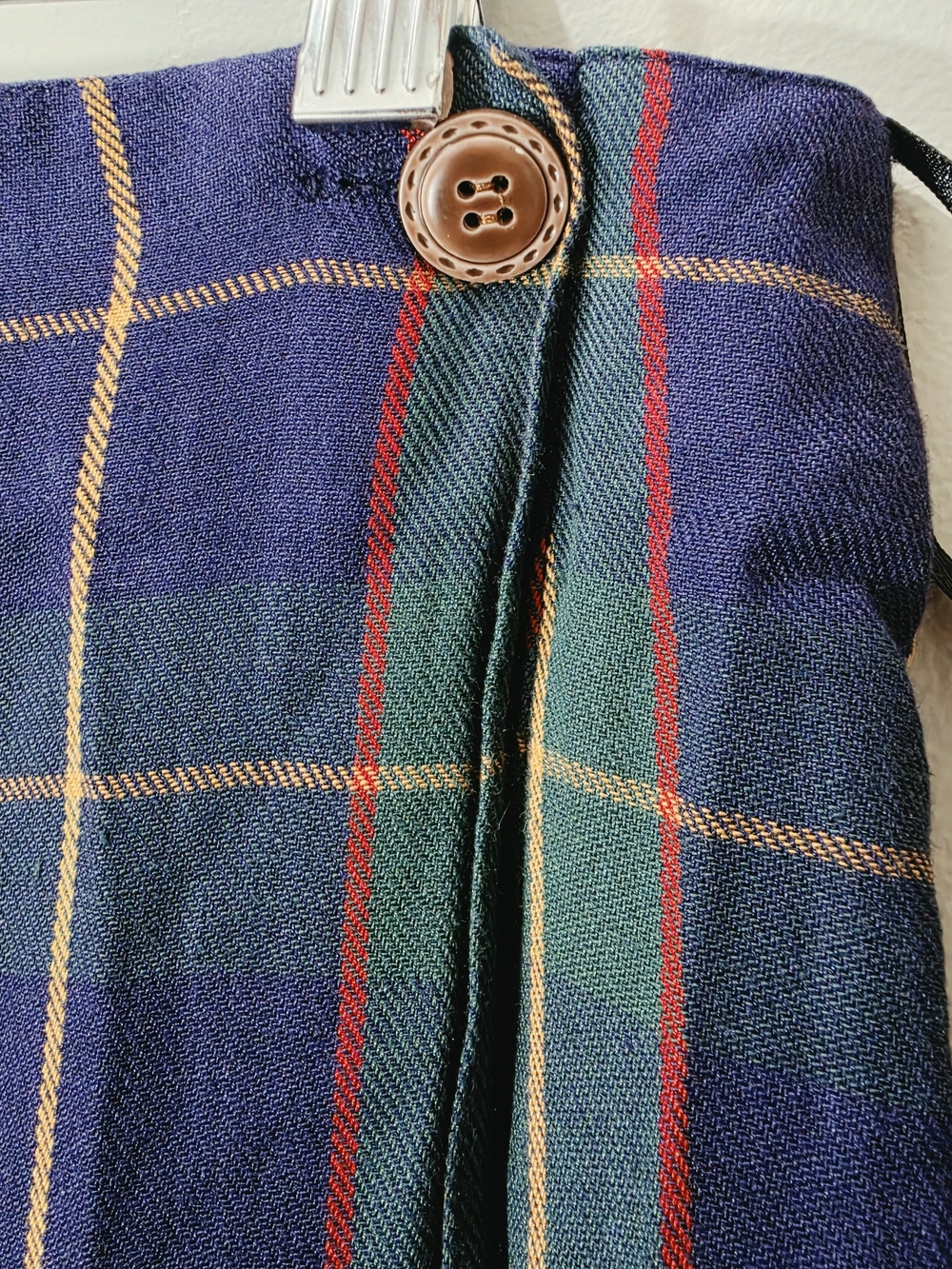 Navy & Green Tartan Plaid Cotton Blend Maxi Wrap Skirt Size 10 Preppy Career - Picture 5 of 11